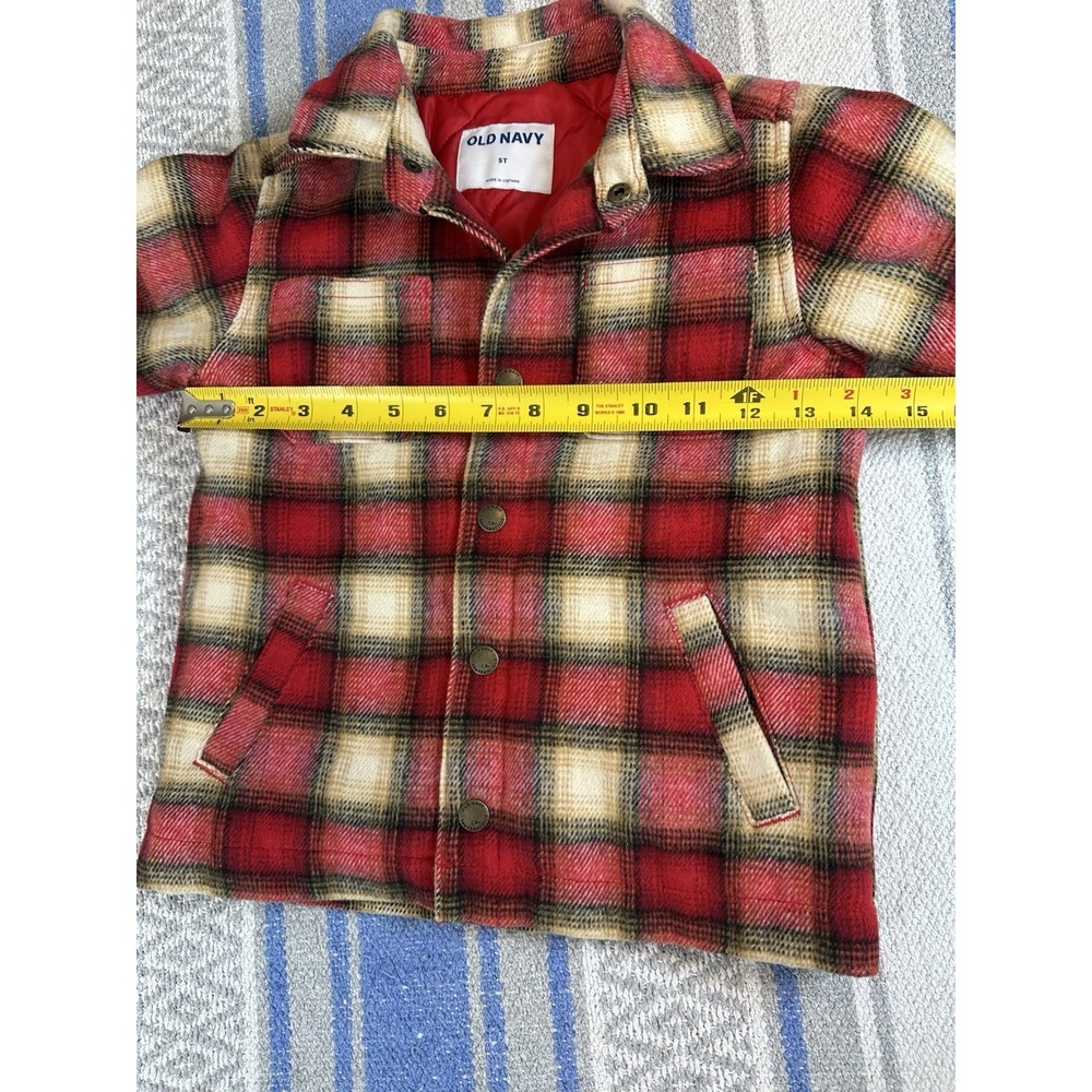 Old Navy Toddler Quilted Shacket Jacket Red Plaid Button Front 5T - Picture 4 of 8